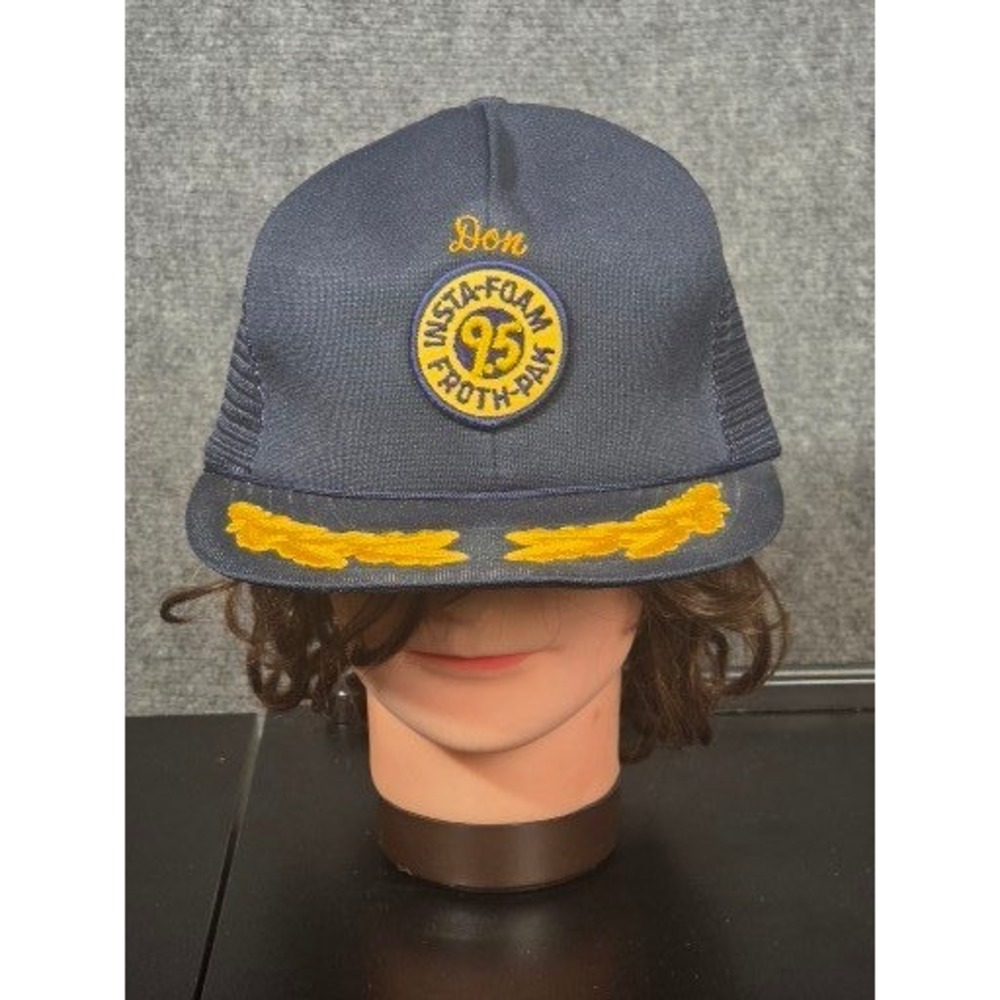 Vintage Insta-Foam Froth-Pak 95 Navy Blue Trucker Hat‎ Don Scrambled Eggs Cap